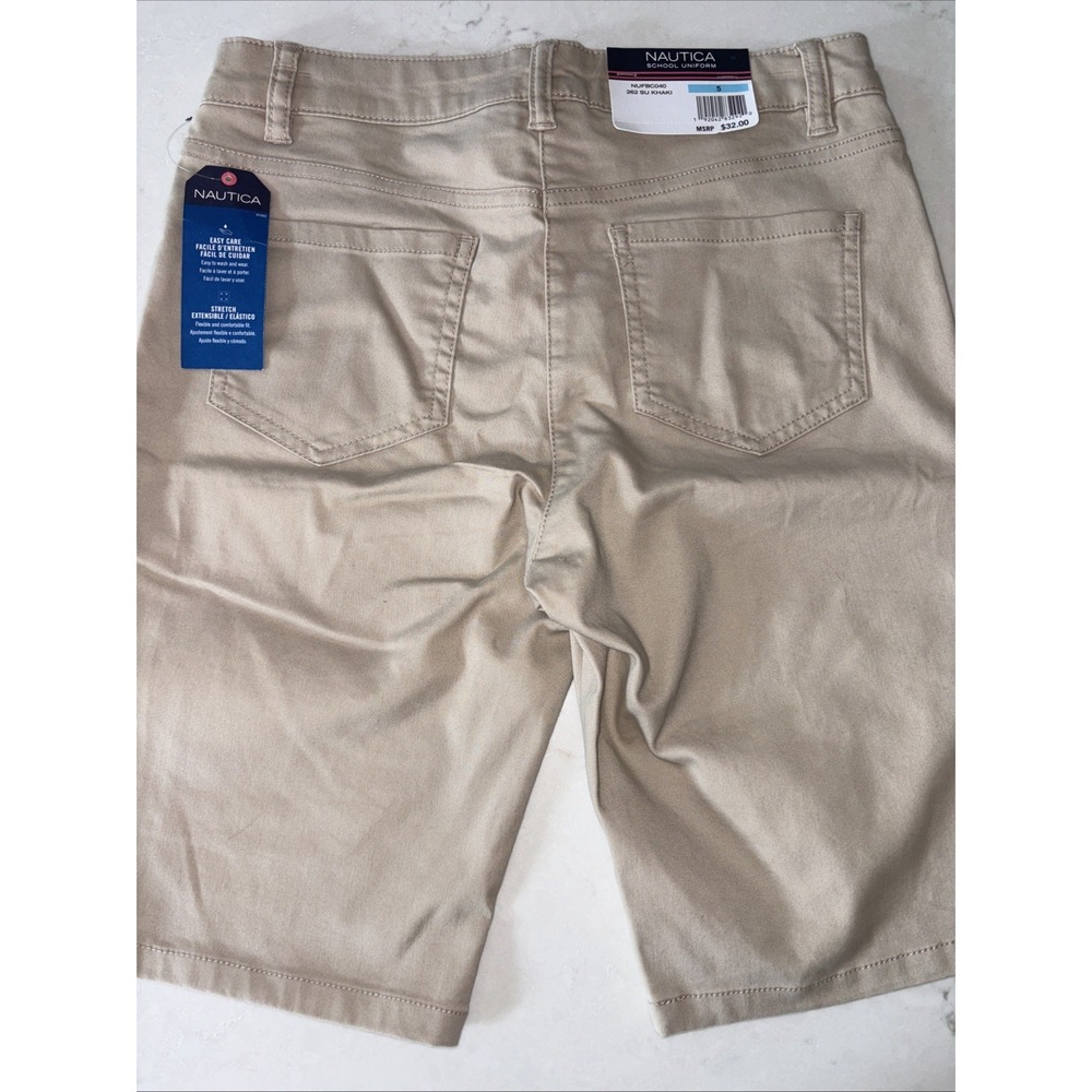 Nautica School Uniform Skinny Stretch Bermuda Khaki‎ Shorts Girls Size 5 NWT